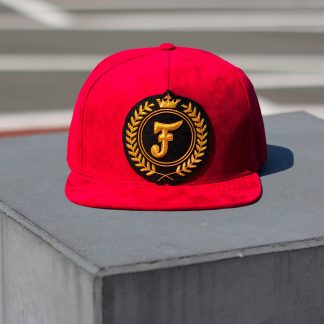 Snapback, Red Suede, Large Logo